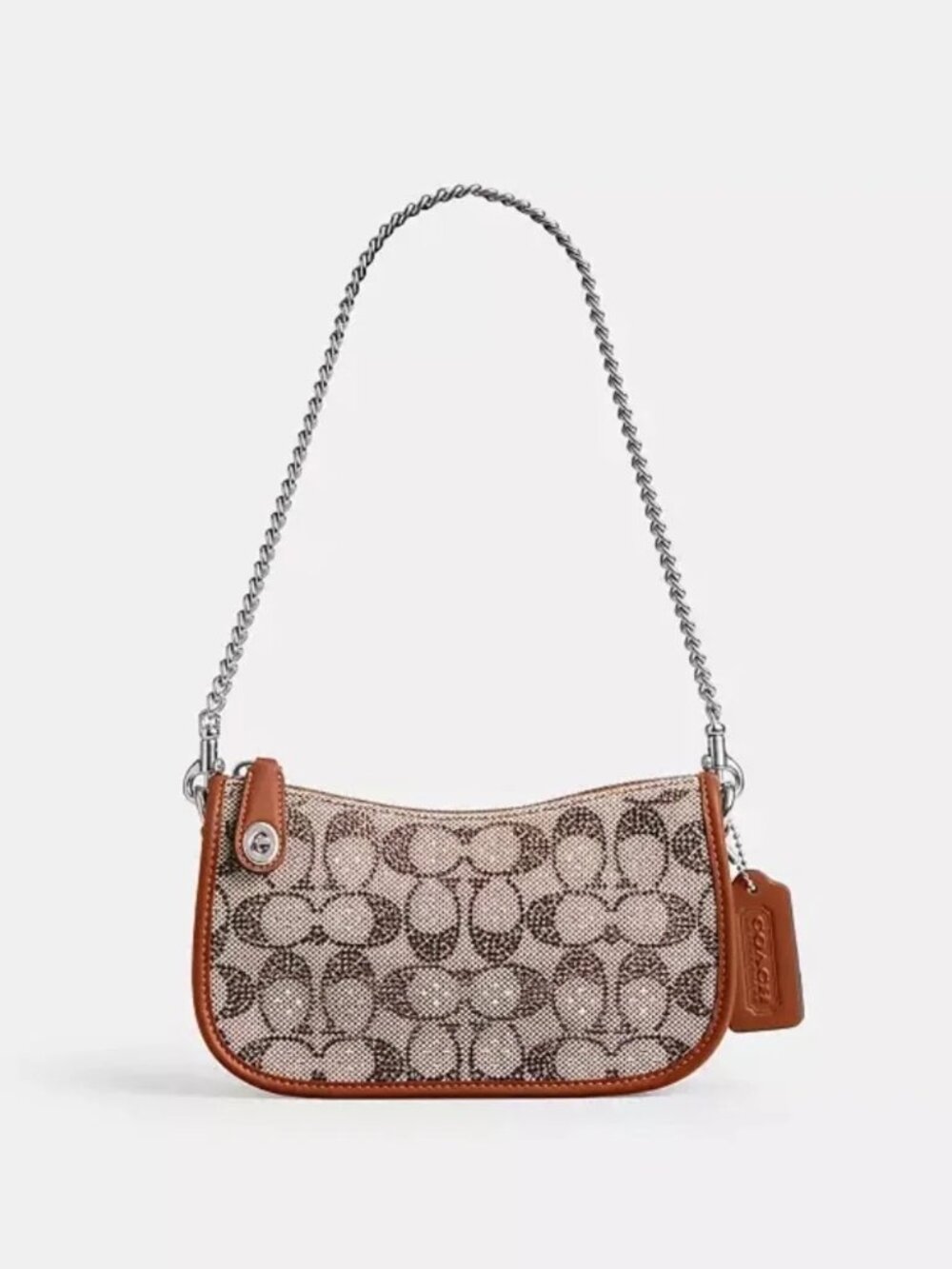 NWT Coach Swinger Bag 20 With Chain Crystal Signature Jacquard
